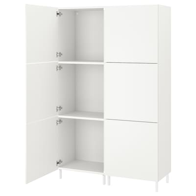 PLATSA衣柜w 6门,白色/ Fonnes白色120 x42x191厘米