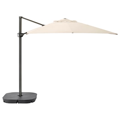 SEGLARO / SVARTO阳伞,挂基地,倾斜米色/深灰色,330 x240厘米