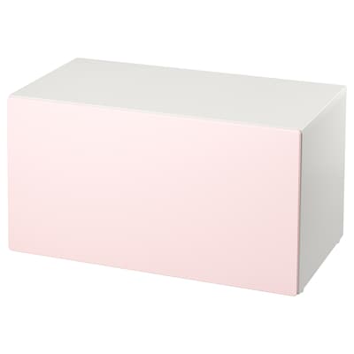 SMASTAD板凳与玩具存储、白/浅粉色90 x52x48厘米