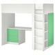 SMASTAD阁楼床上,白绿/与3个抽屉,桌上90 x200型cm