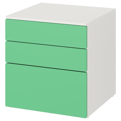 SMASTAD / PLATSA有3个抽屉的柜子,白色/绿色x57x63 60厘米