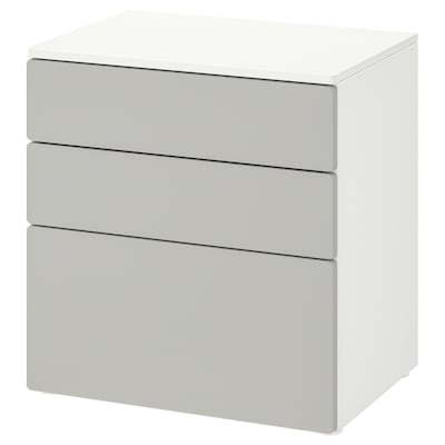 SMASTAD / PLATSA有3个抽屉的柜子,白色/灰色,x42x63 60厘米
