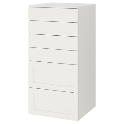 SMASTAD / PLATSA有6抽屉的柜子,白色框架,x57x123 60厘米