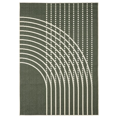 TOMMERBY地毯flatwoven /户外,深绿色/白色160 x230厘米