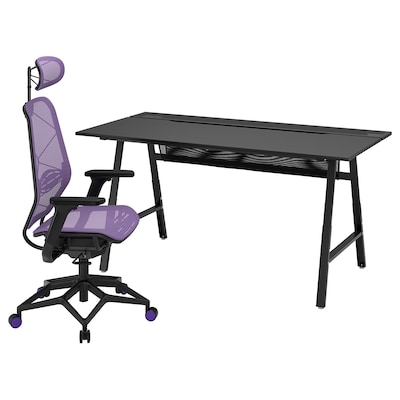 UTESPELARE / STYRSPEL游戏桌椅,黑色/紫色