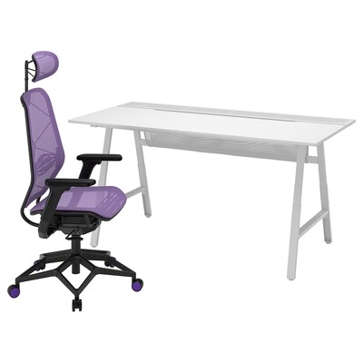 UTESPELARE / STYRSPEL游戏桌椅,浅灰色紫色/黑色