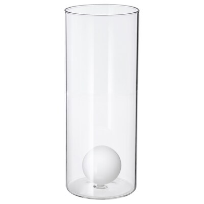 VARMBLIXT花瓶,透明玻璃/白色,25厘米