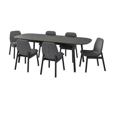 VEDBO / VEDBO桌子和6把椅子,黑色/黑色,240 x105厘米