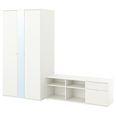 VIHALS衣柜和台式组合,白色,251 x57x200厘米