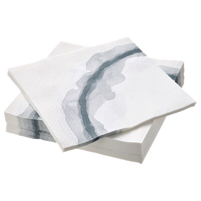 SOMMARFLOX Papierserviette, gemustert graublau / weißx33 33厘米