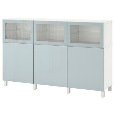 BESTA存储结合门,白色Selsviken /高光泽的浅灰蓝色x42x112 180厘米