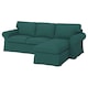 EKTORP 3三种座位沙发和躺椅,Totebo暗蓝绿色