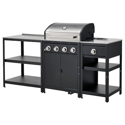 GRILLSKAR室外厨房,煤气烧烤/侧燃烧器/不锈钢,206 x61厘米