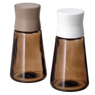 HALVTOM盐和胡椒瓶、玻璃/棕色,12厘米