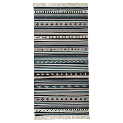 flatwoven KATTRUP地毯,手工/蓝色,75 x150厘米