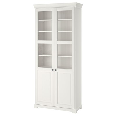 LIATORP型书柜和玻璃门,白色,96 x215厘米