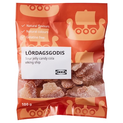 LORDAGSGODIS酸果冻糖果,可乐味,100克
