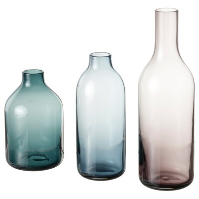 NIMTRAD花瓶,组3,淡紫色光灰蓝色/穿着蓝黑色