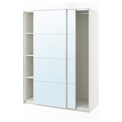 罗马帝国/ AULI衣柜,白色/镜面玻璃150 x66x201厘米