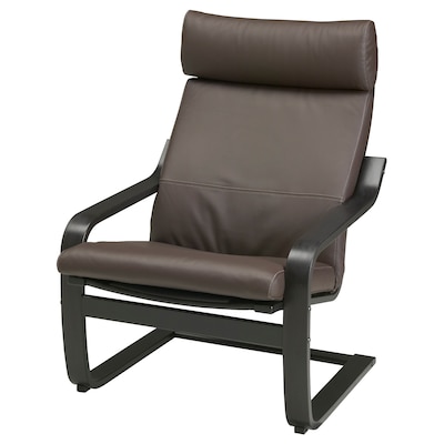 POANG扶手椅,黑褐色/ Glose深棕色