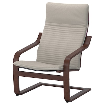 POANG扶手椅,棕色/ Knisa浅米色