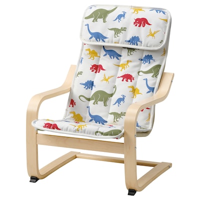 POANG儿童椅、桦木单板/ Medskog恐龙模式