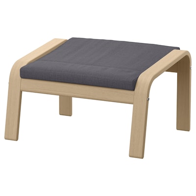 POANG脚凳,白色染色橡木单板/ Skiftebo深灰色