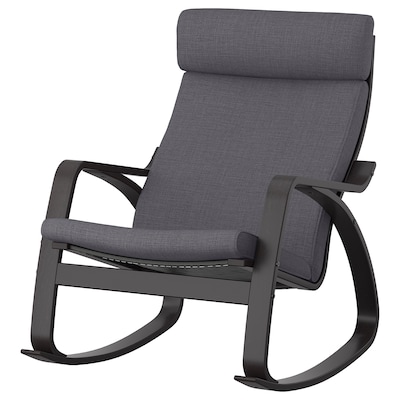POANG摇椅,黑褐色/ Skiftebo深灰色