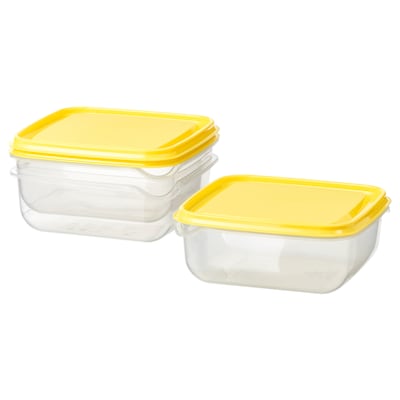 PRUTA食品容器、透明/黄色,0.6 l
