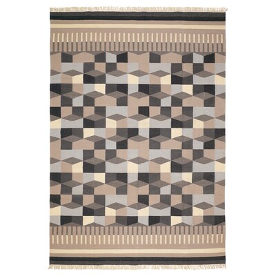 flatwoven TARBAK地毯,手工/灰色/米色,170 x240厘米