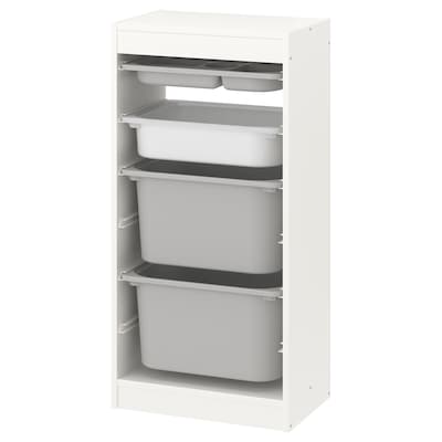 TROFAST存储结合盒/托盘,白色灰色/白色,46 x30x95厘米
