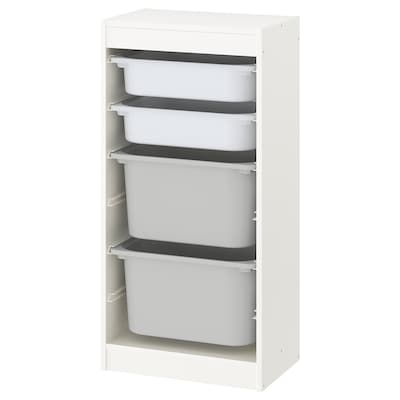 TROFAST存储结合盒子,白色/白色灰色,46 x30x95厘米