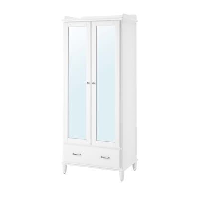 TYSSEDAL衣柜,白色/镜面玻璃88 x58x208厘米