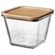 亚博平台信誉怎么样宜家365 +食品容器和盖子,方形玻璃/竹,41盎司