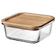 亚博平台信誉怎么样宜家365 +食品容器和盖子,方形玻璃/竹,20盎司