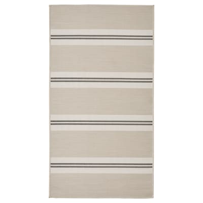 VIRKLUND地毯平织，落地/户外，白色/米色/深灰色，2 ' 7 