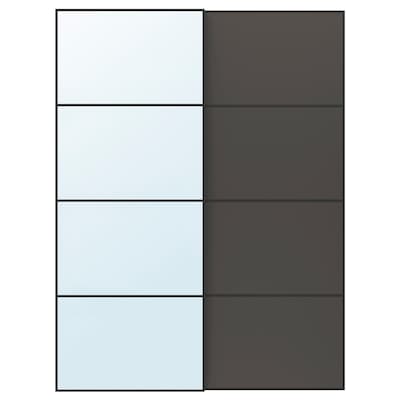 AULI / MEHAMN Schiebeturpaar,施瓦茨Spiegelglas / doppelseitig dunkelgrau, x201 150厘米