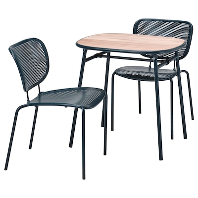 DUVSKAR Tisch和2 Stuhle,皮毛draußen / schwarzblau