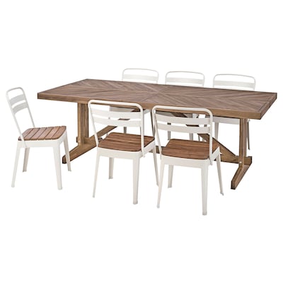 NORRMANSO / NORRMANSO Tisch + 6 Stuhle / außen Akazie /米色Akazie 220 x100厘米