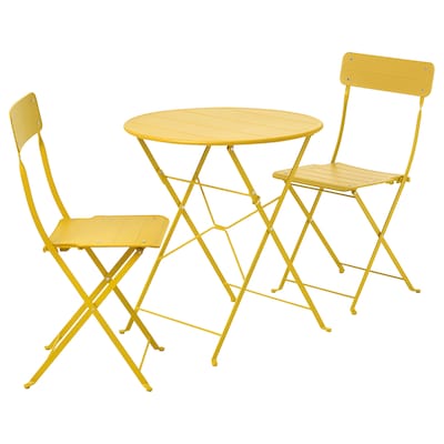 SUNDSO Tisch + 2 Stuhle / außen gelb / gelb
