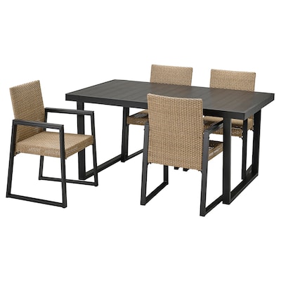 VARMANSO Tisch + 4 Stuhle / außen dunkelgrau /布劳恩,161厘米