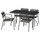 VIHOLMEN / LACKO Tisch + 4 Stuhle / außen dunkelgrau / dunkelgrau