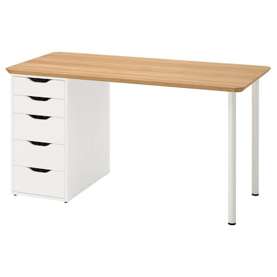 ANFALLARE /亚历克斯的办公桌、竹/白色,140 x65厘米