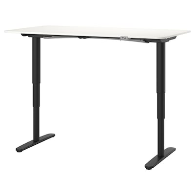 BEKANT办公桌坐/站,白色/黑色,160 x80厘米