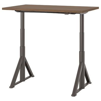 IDASEN办公桌坐/站,棕色/深灰色,x70 120厘米