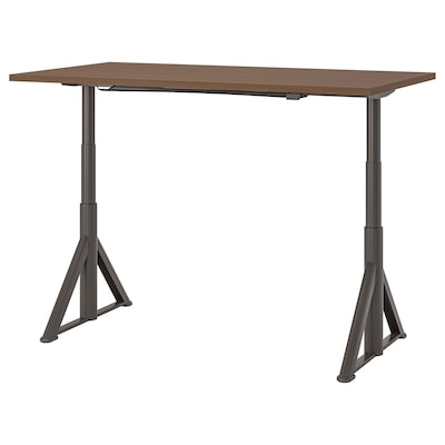 IDASEN办公桌坐/站,棕色/深灰色,160 x80厘米