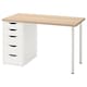 LAGKAPTEN /亚历克斯的桌子,白色/白色染色橡木影响,x60 120厘米