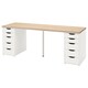 LAGKAPTEN /亚历克斯的桌子,白色染色橡木/白色,x60 200厘米