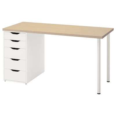 MALSKYTT /亚历克斯的办公桌、桦木/白色,140 x60厘米