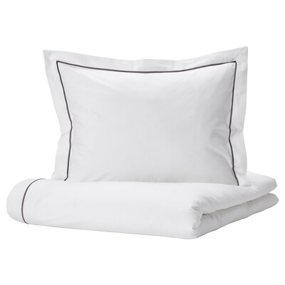 SILVERTISTEL被套和枕套,白色/深灰色240 x220/50x60厘米